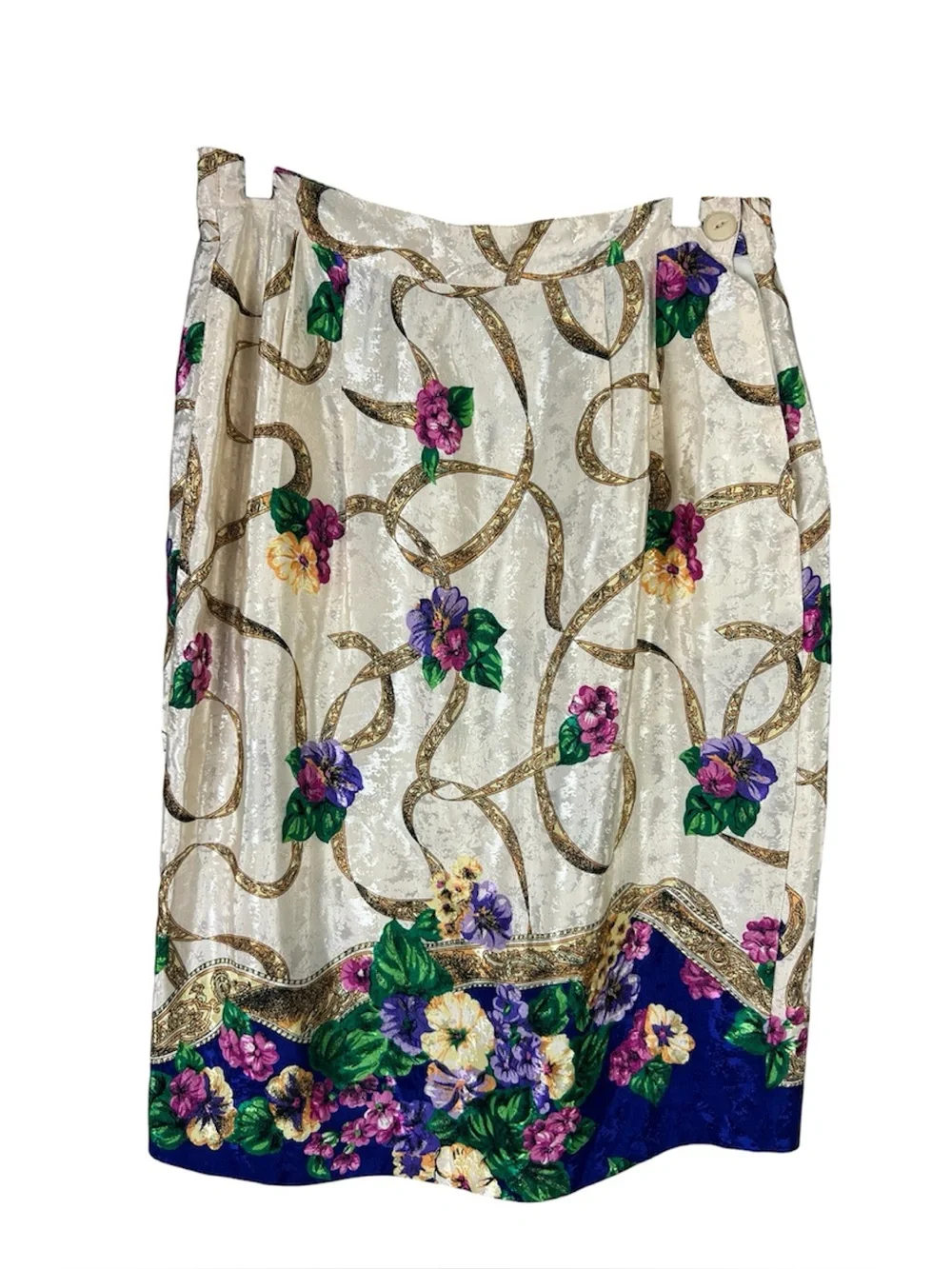 Vintage Brenner 80s/90s Floral & Baroque Two Piece Skirt Set Size L - Picture 3 of 7